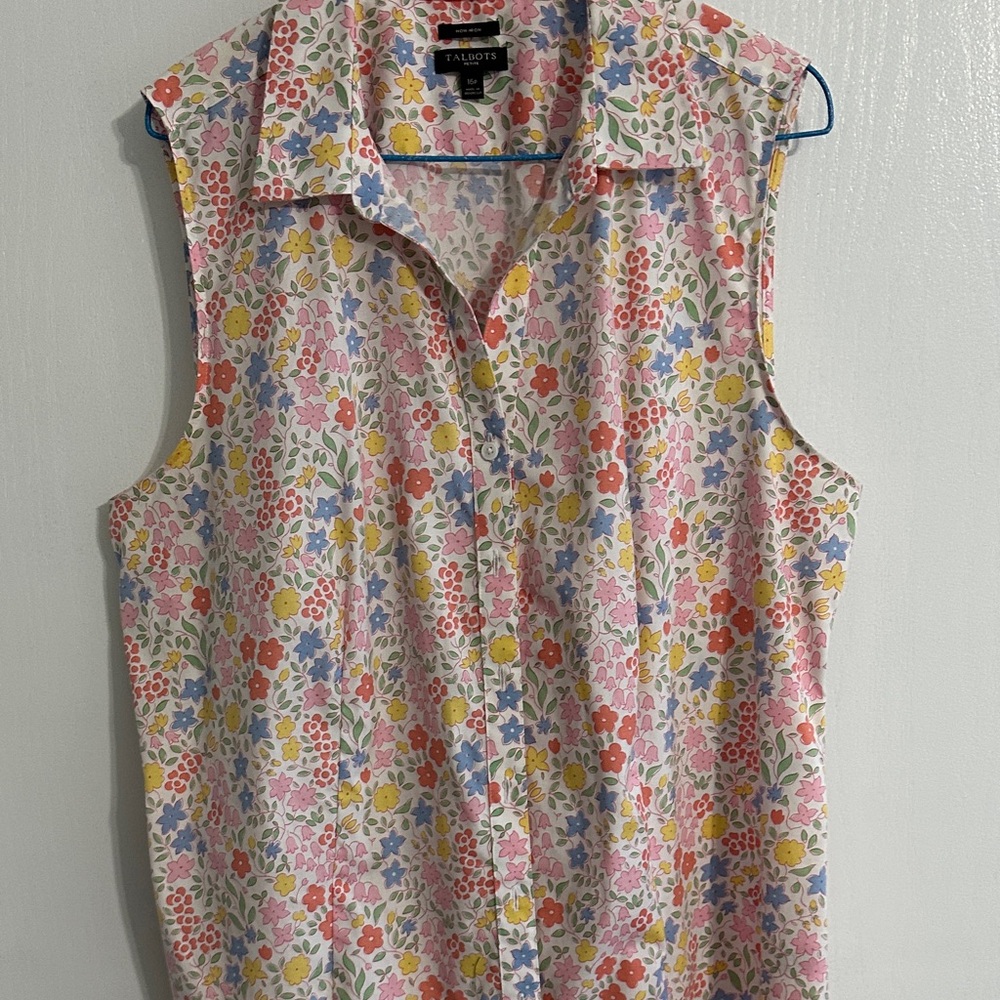 Talbots Multicolor Floral Button Down Shirt